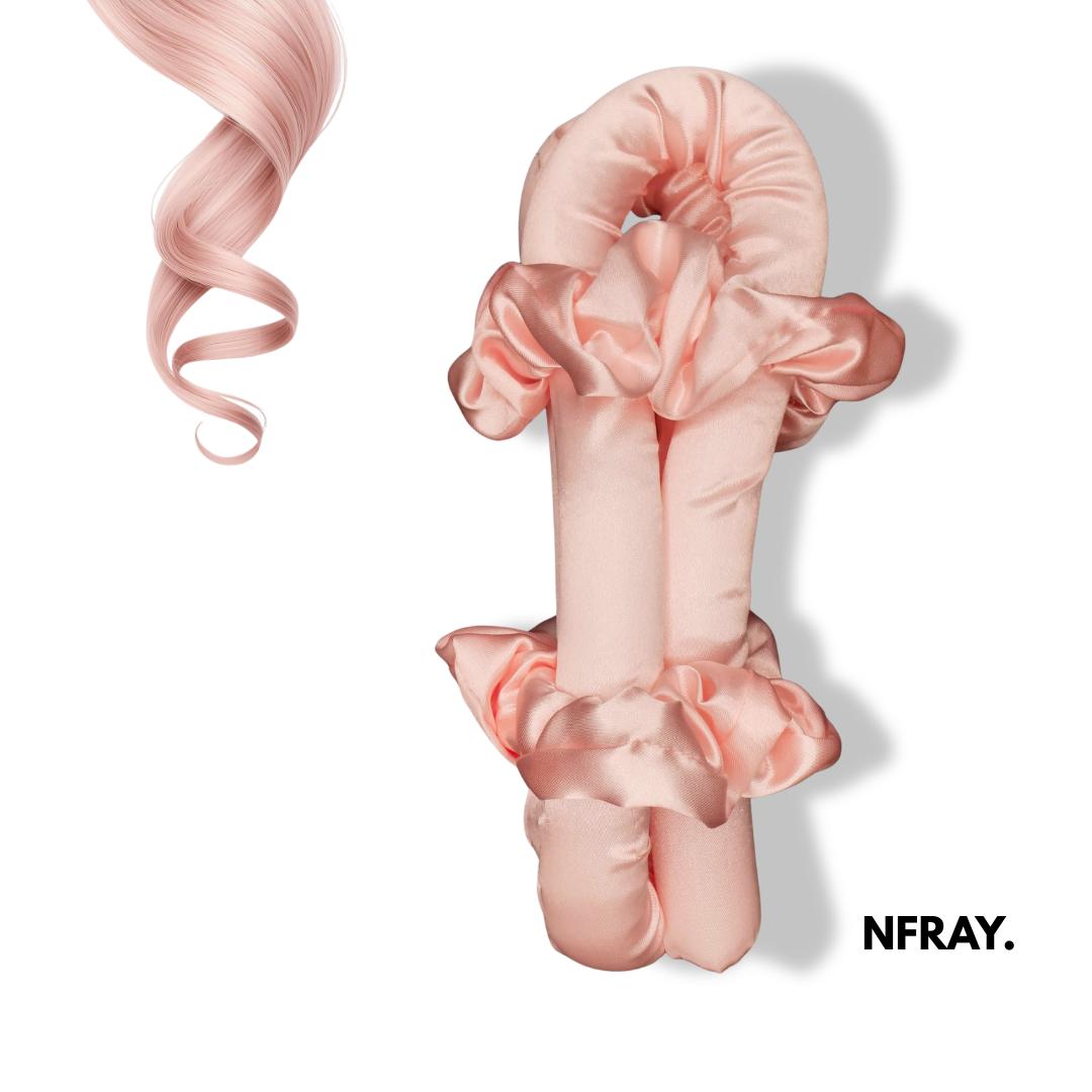 Heatless Lockenwickler Nfray Mit Farblich Passenden Satin Scrunchies Und Clip Namen "White Strawberry Curls' von Etsy - NFRAYhaircare