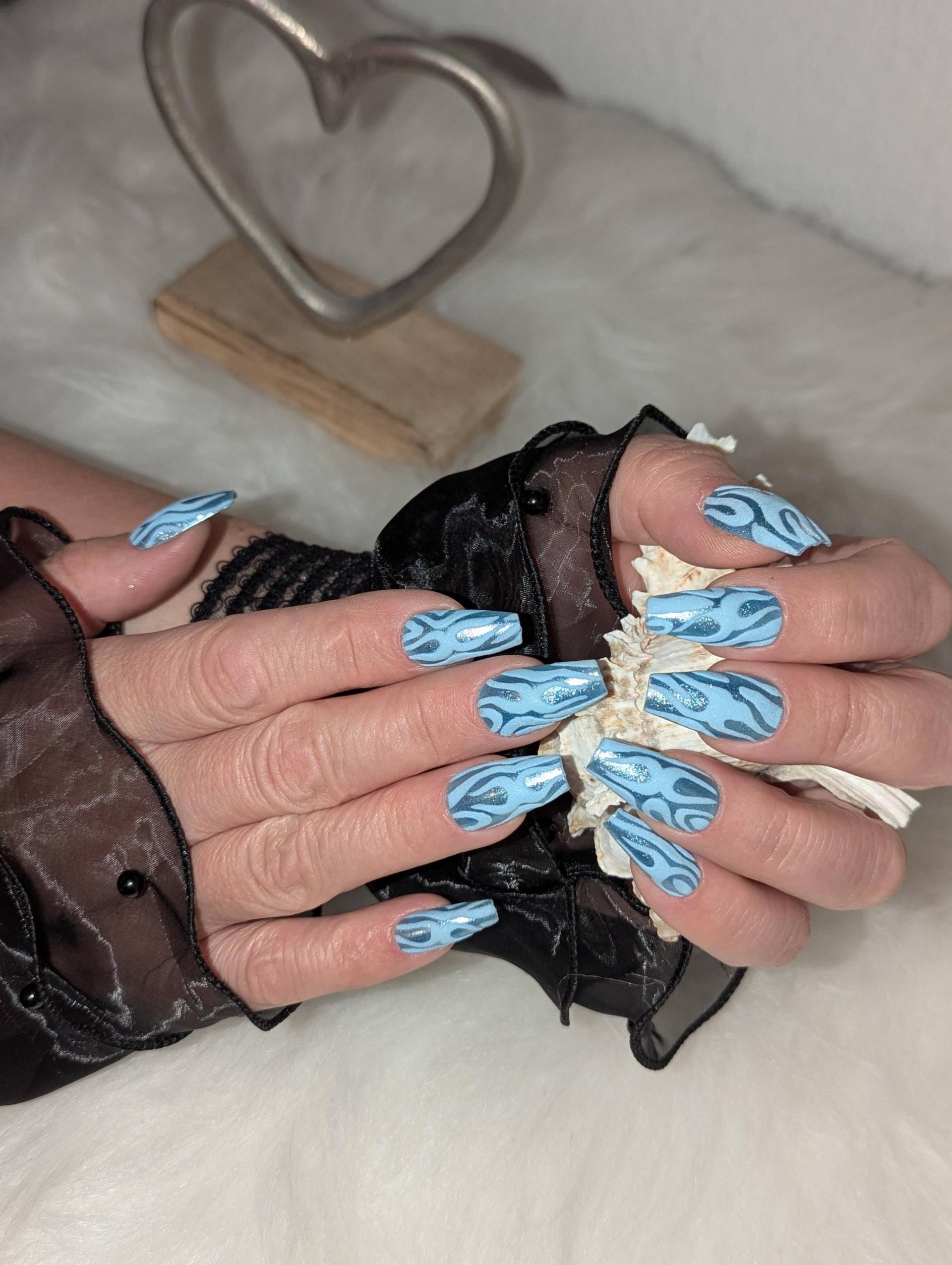 Blaue Flammen Press-On-Nägel Mit Glitzer-Effekt Mehrere Farbmöglichkeiten von Etsy - NagelUniversum