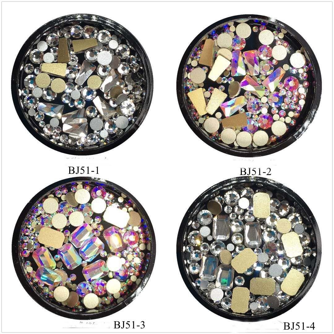1 Glas Nailart Mix Gem Strass Deco in Gläser T-Form Rechteck-Form Bj51 von Etsy - NailAngel2019
