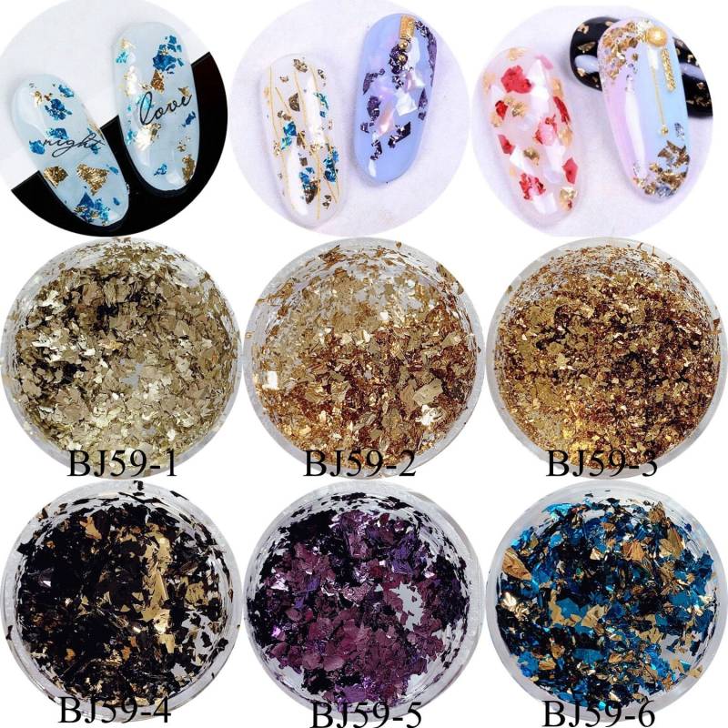 1 Jar Nail Art Folie Stücke Gold Und Doppelte Farbe Glitter Bj59 von Etsy - NailAngel2019