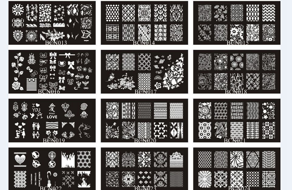 1 Stück Brn13-24 6 12 cm Rechteckform Hochwertige Blaue Film Nail Art Stamping Bild Platte Edelstahl Liebe Vollabdeckung Spitze Rose von Etsy - NailAngel2019