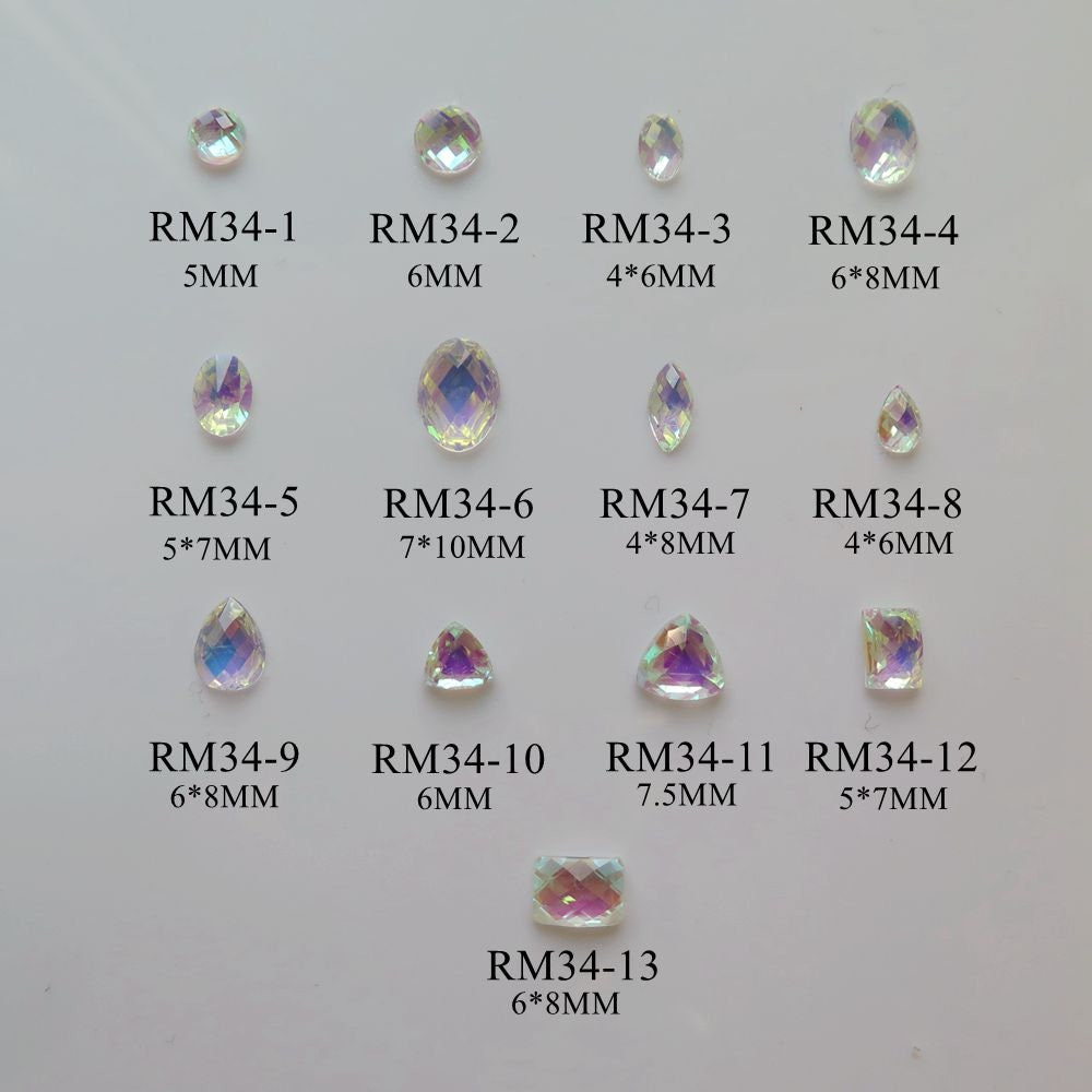 100 Stück/Tasche Nail Art Crystal Ab Resin Strass Pferd-Auge Rund Rechteck Oval Tropfen von Etsy - NailAngel2019