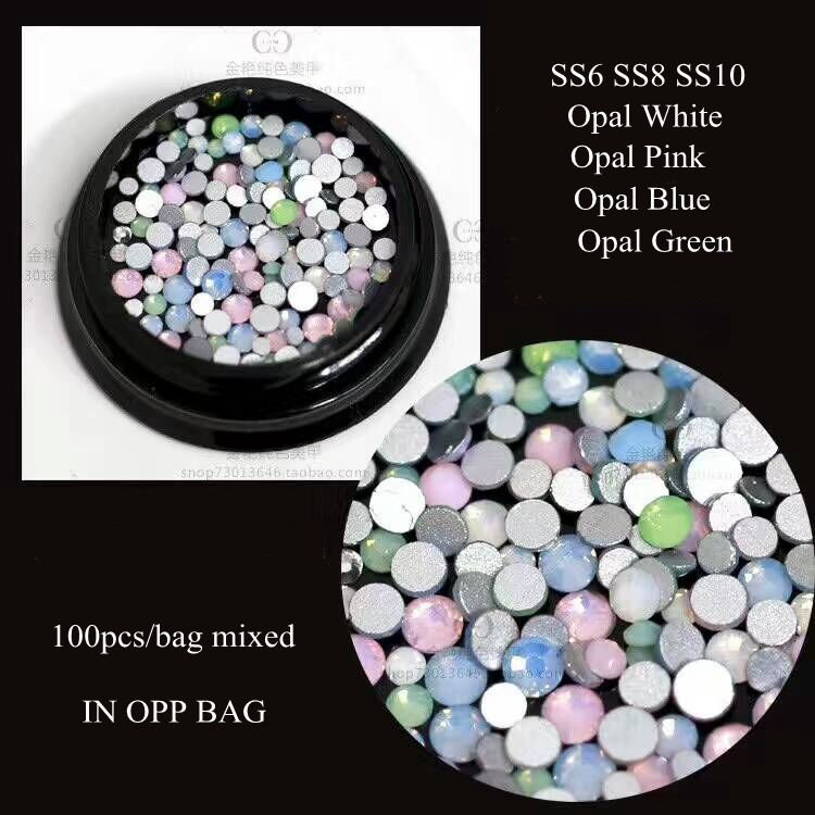 100Pcs/Bag Crystal Opal Mix-Color Mix-Size Verschiedene Farben Flachrücken Kristall Glas Nagel Strass von Etsy - NailAngel2019