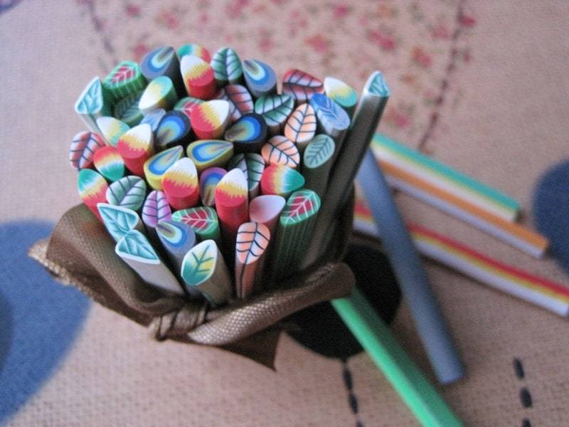 100Pcs/Tasche 5mm Gemischte Blätter Rohr Phantasie Nagel Kunst Polymer Clay Cane von Etsy - NailAngel2019