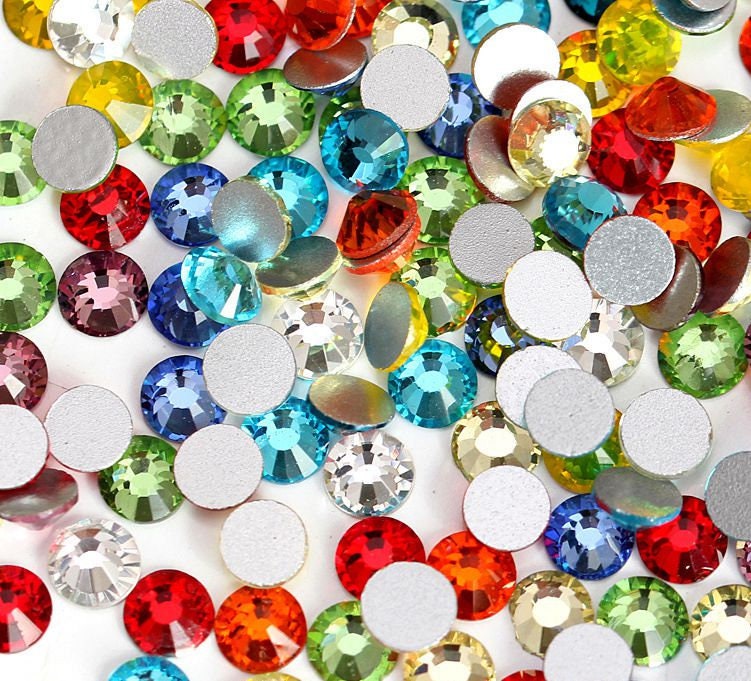 100Pcs Süße Kristall Mix-Farbe Runde Flatback Nail Strass Verschiedene Größen von Etsy - NailAngel2019