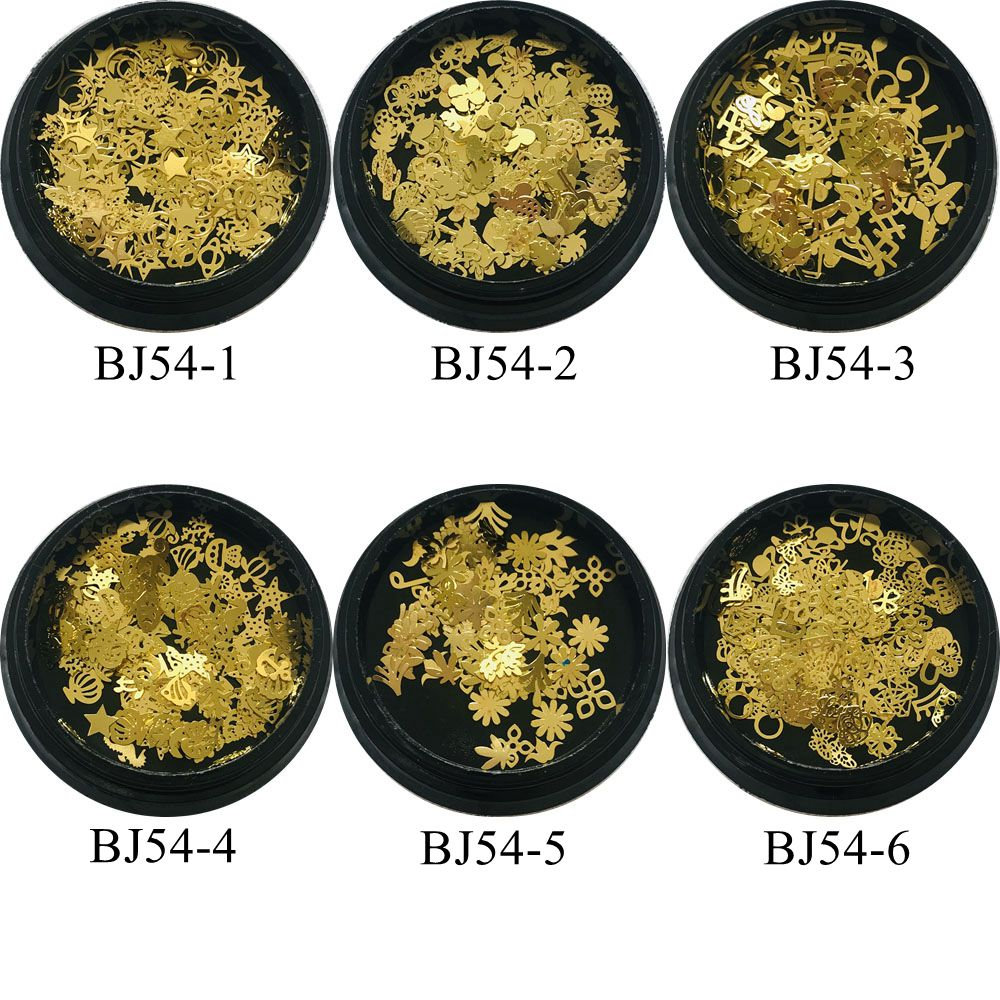 1Jar Hartgold Metall Nicht Klebende Aufkleber Mixed Designs Mix Mond Und Stern Musik Zeichen Blume Krone in Schwarz Jar Bj54 von Etsy - NailAngel2019