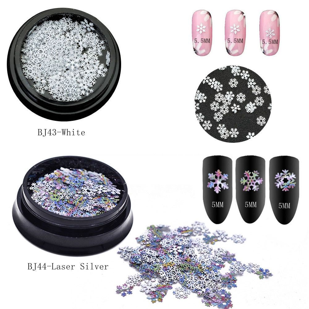 1Jar Metall Nicht-Klebender Aufkleber Gemischt Weiß Und Laser Silber Schneeflocke Hartmetallaufkleber in Gläsern Bj43/44 von Etsy - NailAngel2019