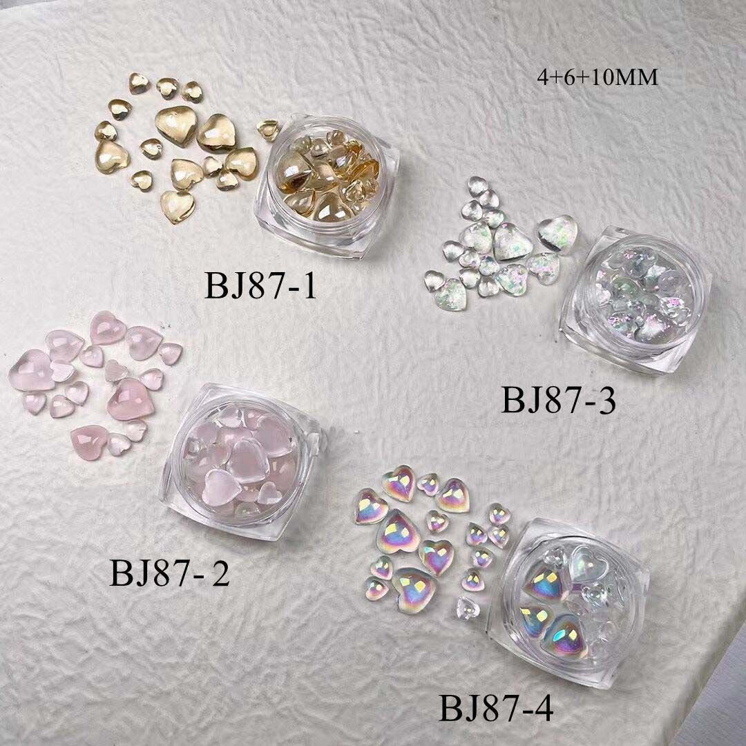 1Jar Nail Art 3-Size Kristall Herz Resin Dekoration Flach-Rücken Deko Bj87 von Etsy - NailAngel2019