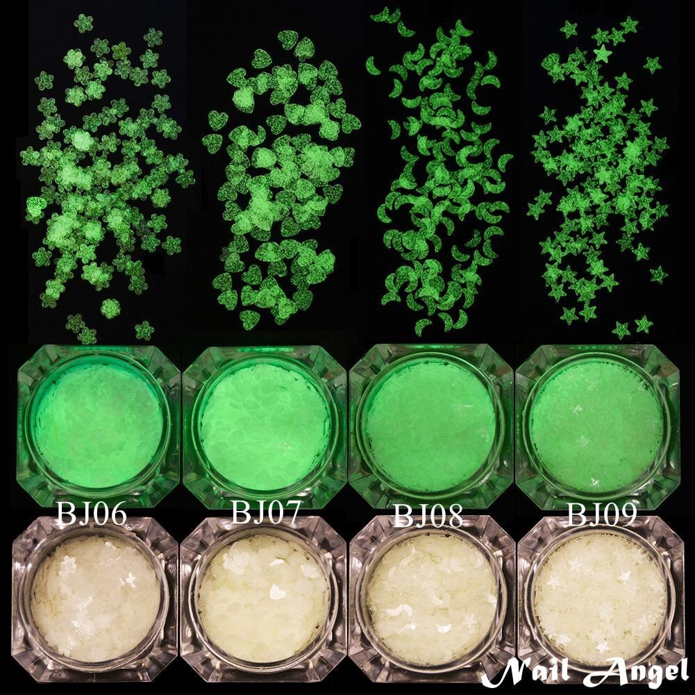 1Jar Nail Art Luminated Blume Stern Herz Und Mond Glitter Stücke Licht Glühen in Der Nacht Bj06-09 von Etsy - NailAngel2019