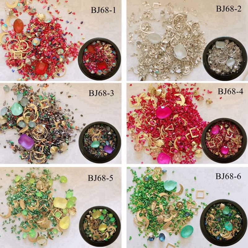 1Jar Nail Art Mix Dekorationen Kristall Gem Mit Metall Stud Gemischt in Jar Bj68 von Etsy - NailAngel2019