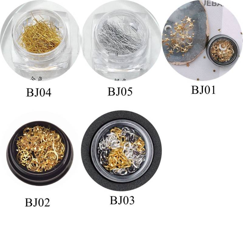 1Jar Niedlichen Mond Und Stern Gemischt Metall Stud in Schwarz Jar Metallkette Gold Silber Faden Gläsern Nagel Art Deco Bj01-05 von Etsy - NailAngel2019