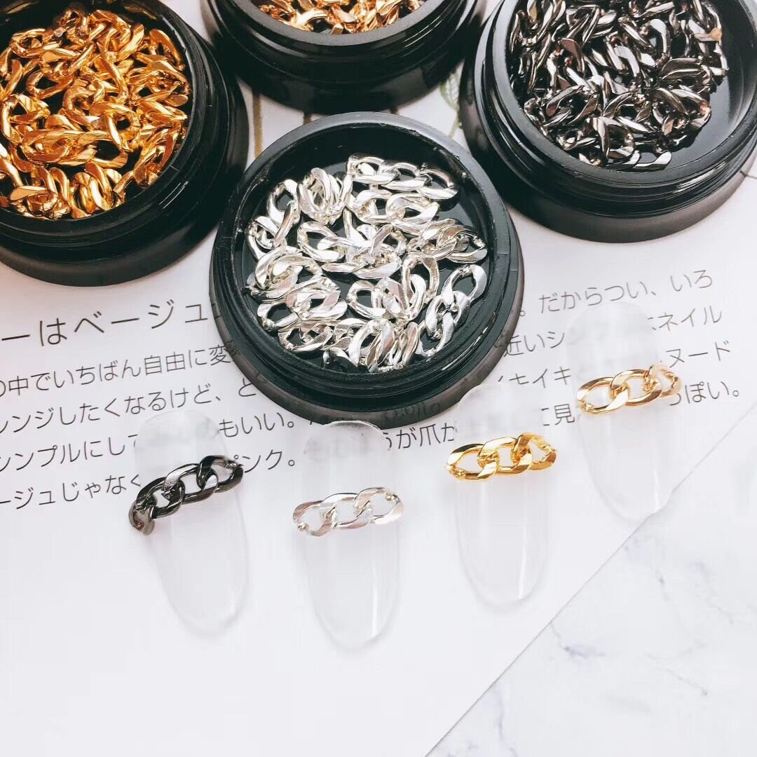 1Jar Süße Gold/Silber/Schwarz/Rose Gold 4mm Chainin Schwarz Jar Metall 3D Deco Bj58 1Jar Süße Gold/Silber/Schwarz/Rose Gold 4mm Chainin Schwarz Jar Metall 3D Deco Bj58 von Etsy - NailAngel2019