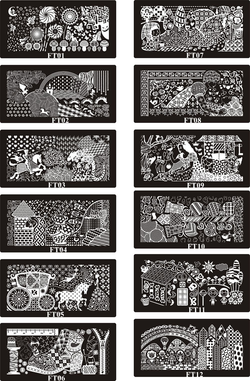 1Pc Ft01-12 6 12cm Rechteck Form Blau Film Nail Art Stamping Bild Platte Edelstahl Volle Design Pferd Prinzen von Etsy - NailAngel2019