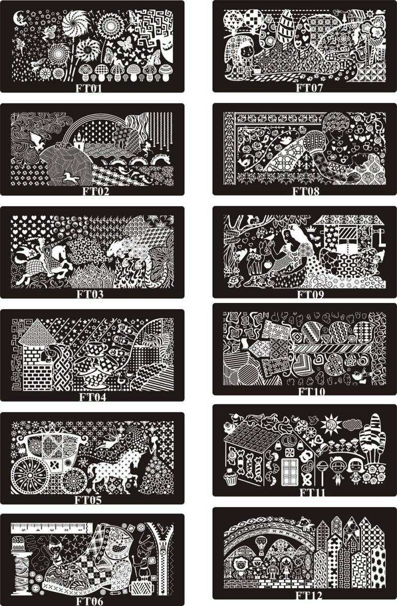 1Pc Ft01-12 6 12cm Rechteck Form Blau Film Nail Art Stamping Bild Platte Edelstahl Volle Design Pferd Prinzen von Etsy - NailAngel2019