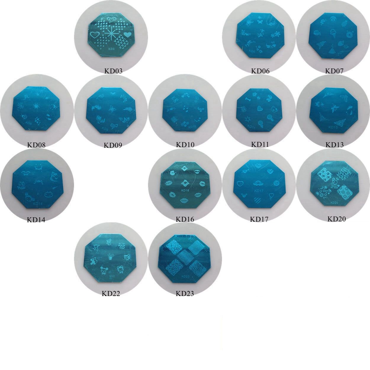 1Pc Kd01-23 Achteckige Form Blau Film Nail Art Stamping Bildplatte Edelstahl Platte Lip Herz Drucke von Etsy - NailAngel2019