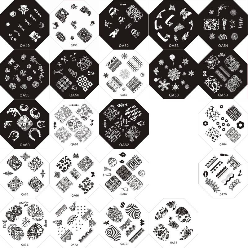 1Pc Qa49-74 Achteckige Form Blau Film Nail Art Stamping Bild Platte Edelstahl Bär Blume Rose Voller Cover von Etsy - NailAngel2019