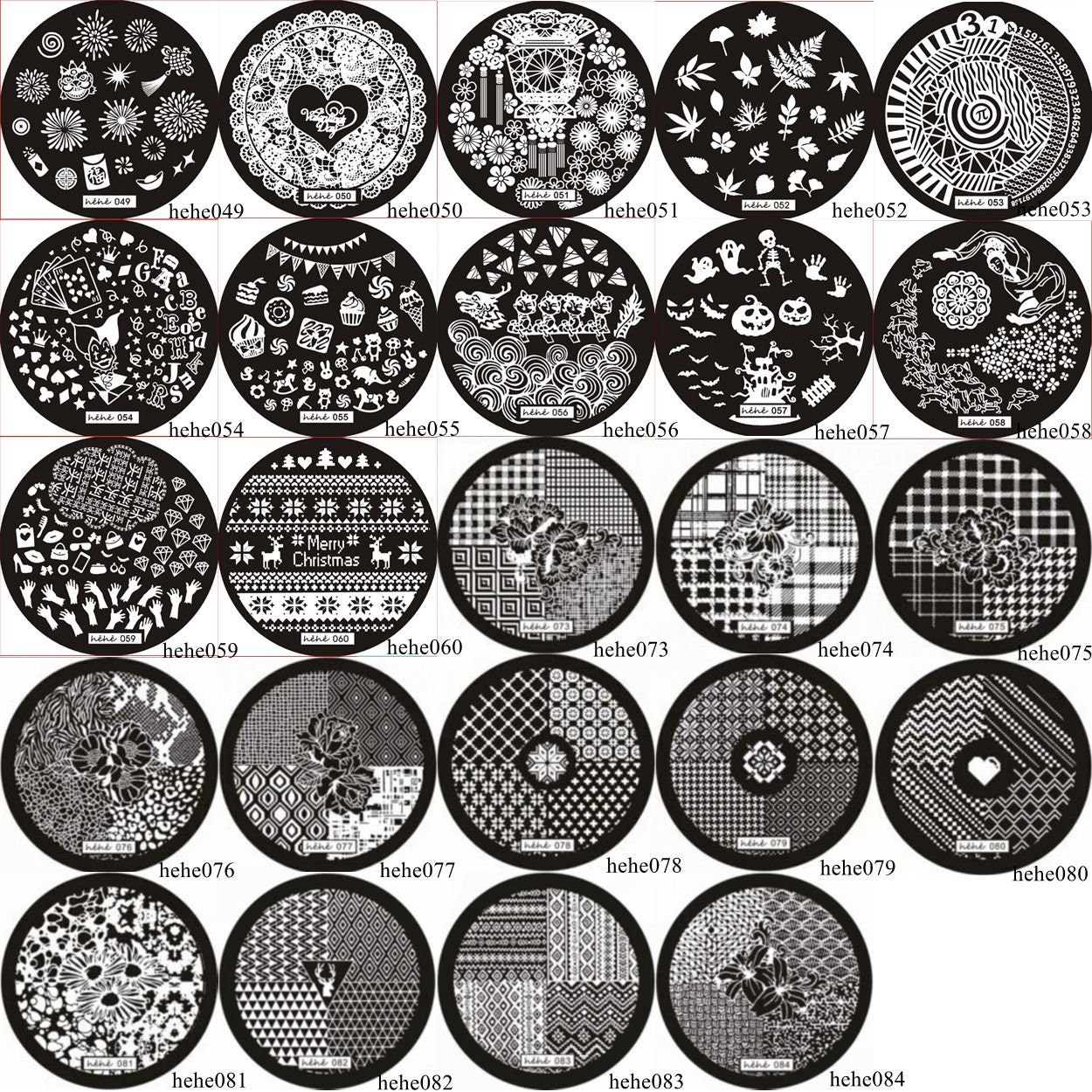 1St. Hehe049-084 Runde Form Blaue Folie Nail Art Stempelbild Platte Edelstahl Stanzplatte Herz Feuerwerk Christams Blume von Etsy - NailAngel2019