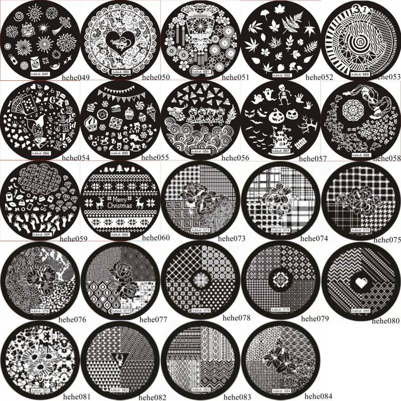 1St. Hehe049-084 Runde Form Blaue Folie Nail Art Stempelbild Platte Edelstahl Stanzplatte Herz Feuerwerk Christams Blume von Etsy - NailAngel2019