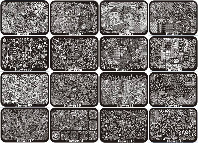 1Stk Blume01-016 14, 510cm Rechteck Form Blau Film Nail Art Stanzbild Platte Edelstahl Blumen Schmetterling Kreis Swirl von Etsy - NailAngel2019