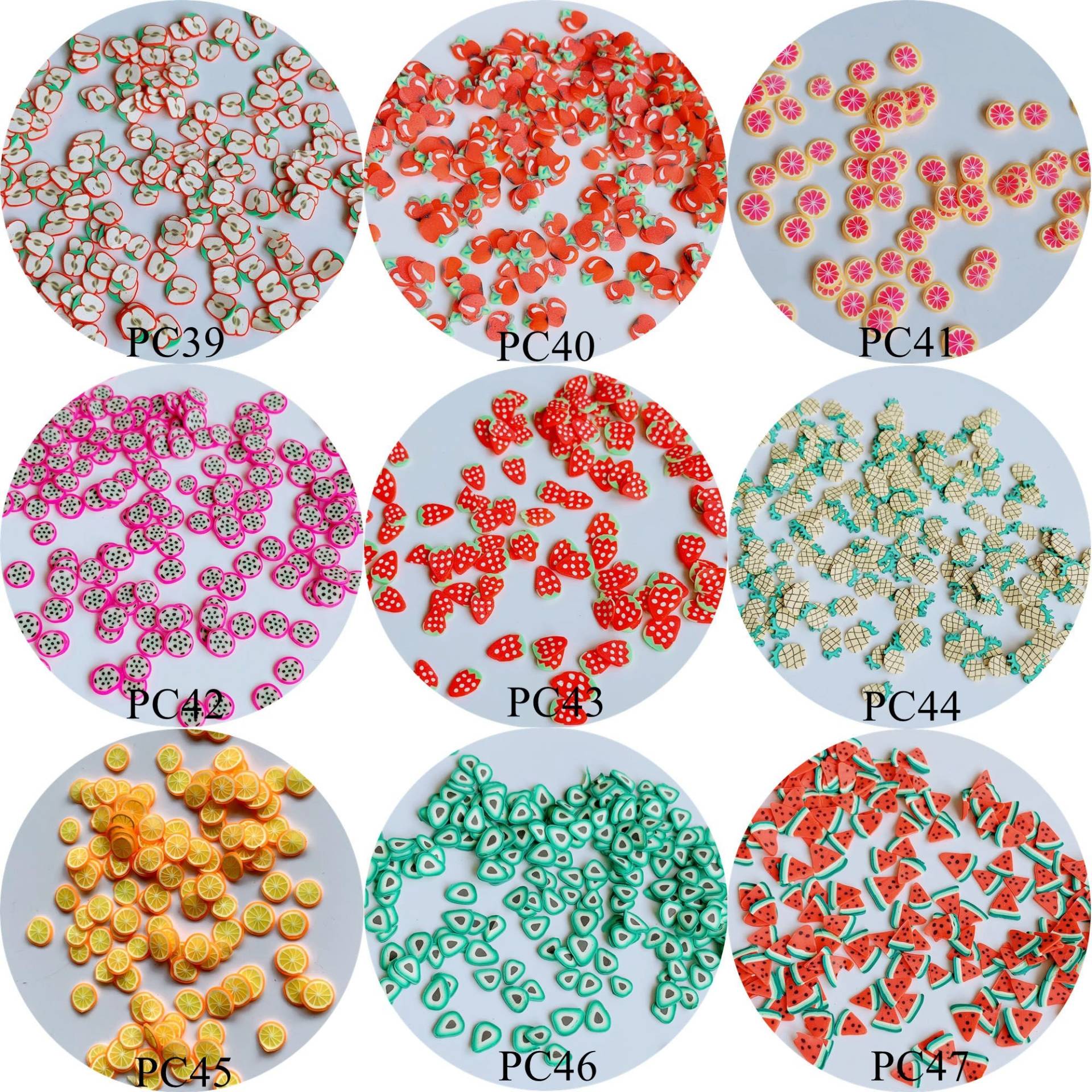 20G/Tasche Polymer Clay Scheiben 3D 5mm Aufkleber Fruit Serie Apple Orange Ananas Avocado von Etsy - NailAngel2019