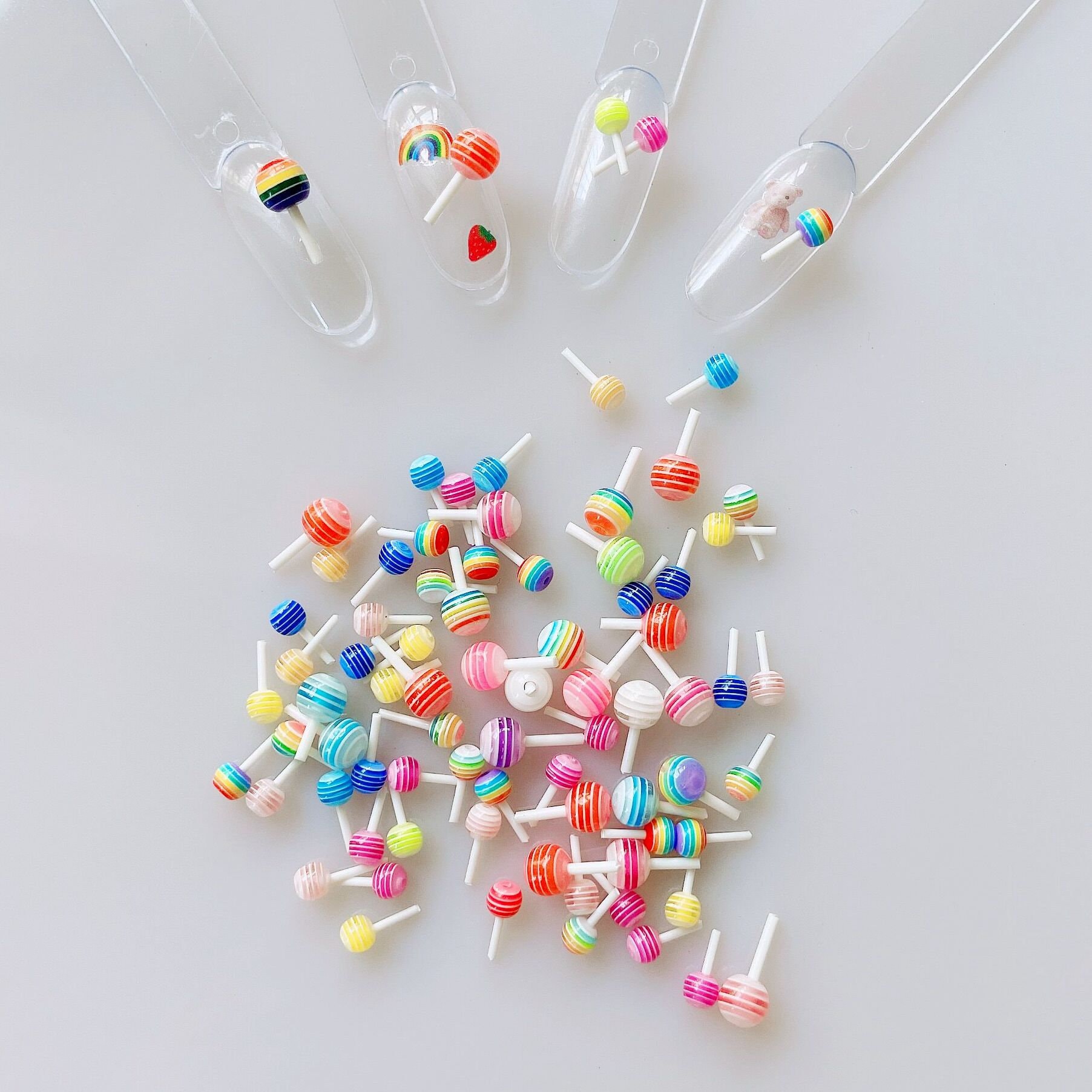 30 Stück/Tasche Cartoon Nail Art Lollypop Candy Deco Resin Zufällig Gemischt Farben Deko Dekoration Nagel Diy 4mm/6mm Rc244 von Etsy - NailAngel2019