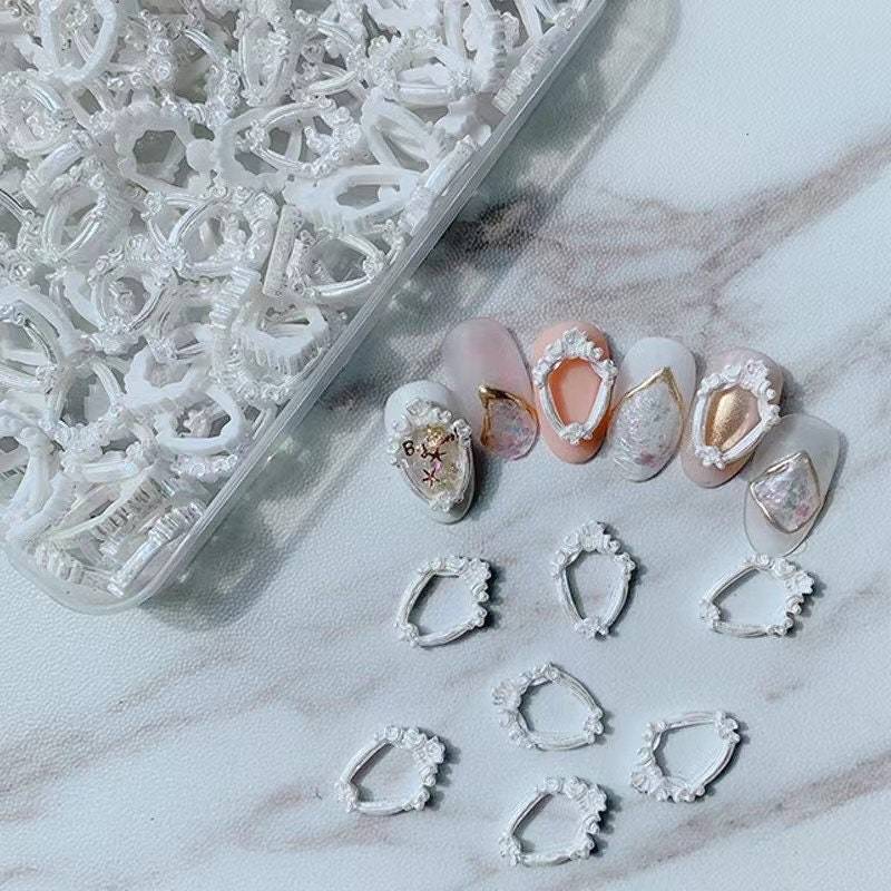 30 Stück/Tasche Cartoon Weiß Rahmen Deko Resin Nail Art Dekoration Nagel Diy Deco Rc264 von Etsy - NailAngel2019