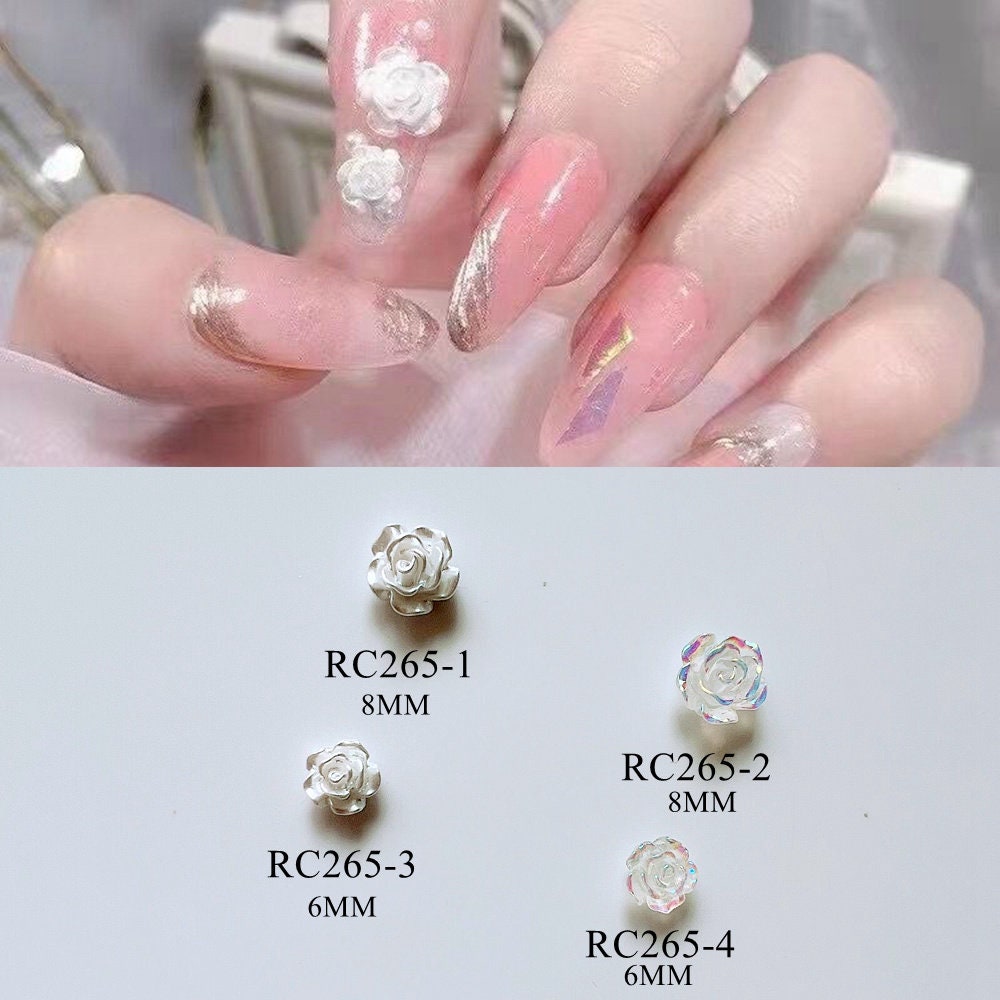 30 Stück/Tasche Resin Weiß Kristall Ab Rose Blume Nail Art Dekoration Diy Accessoire Rc265 von Etsy - NailAngel2019