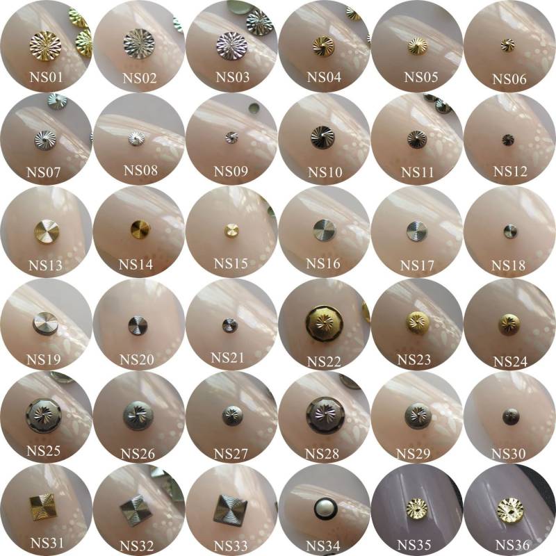 30 Stück Phantasie Gold/Silber/Schwarz Runde Quadrat Metall Bolzen Nail Art Dekoration Handy Ns01-36 von Etsy - NailAngel2019