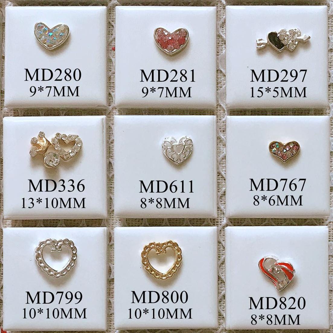 5 Stück Metall 3D Charms Dekoration Mit Strass Herz Deko Nail Art von Etsy - NailAngel2019