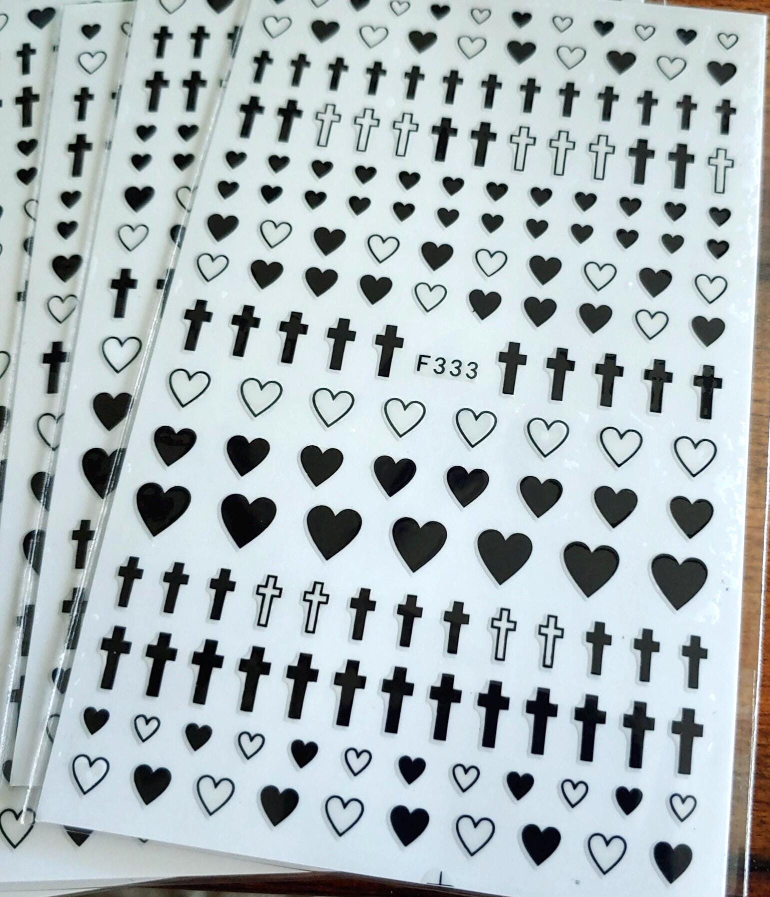 Think Love Look Nail Art Aufkleber Herzen Und Kreuze von Etsy - NailArtBySher