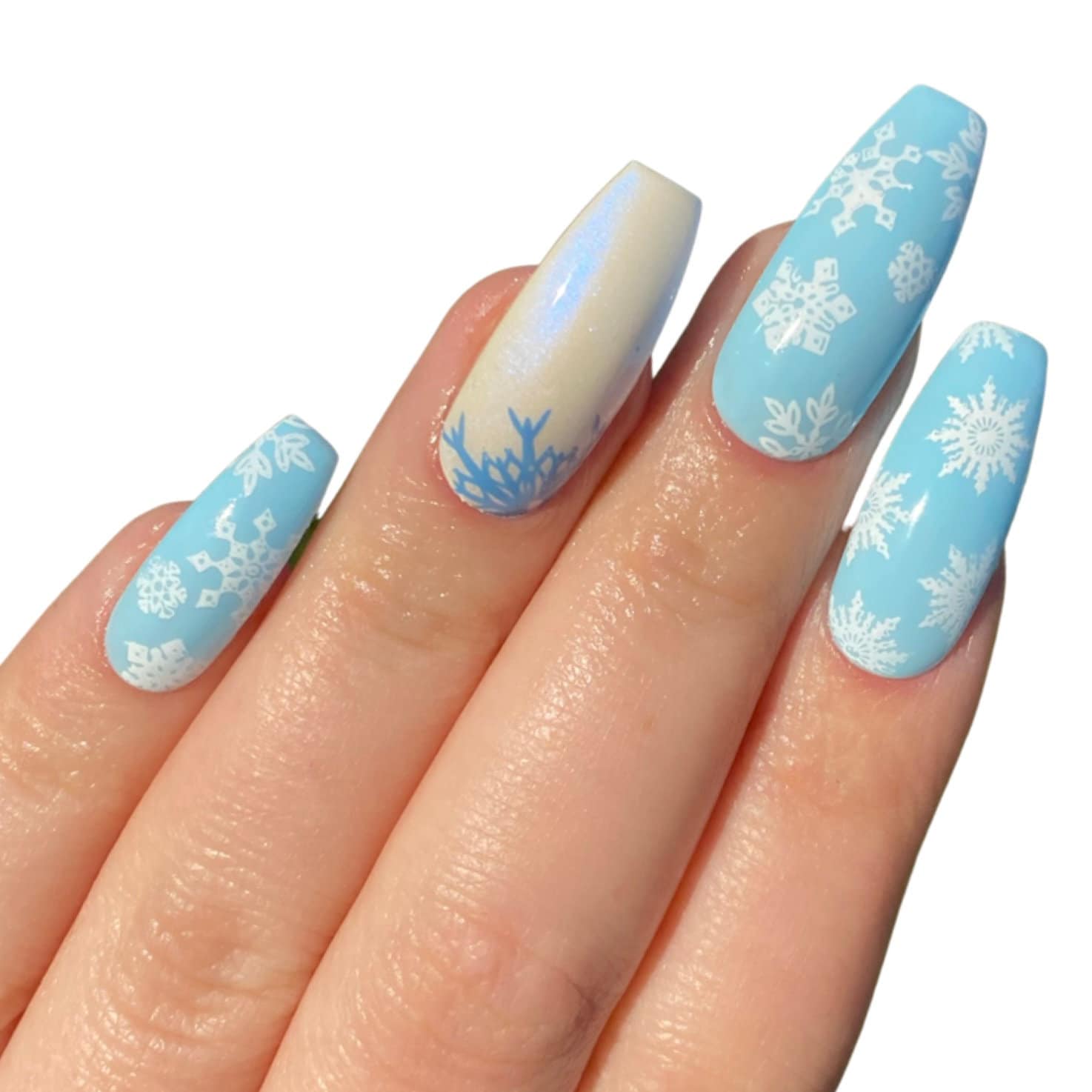 Schneeflocke Drücken Sie Auf Die Nägel | Winter Weihnachten Kunstnägel, Kurz Schneeflocke Drücken Sie Auf Die Nägel | Winter Weihnachten Kunstnägel, Kurz von Etsy - NailBella