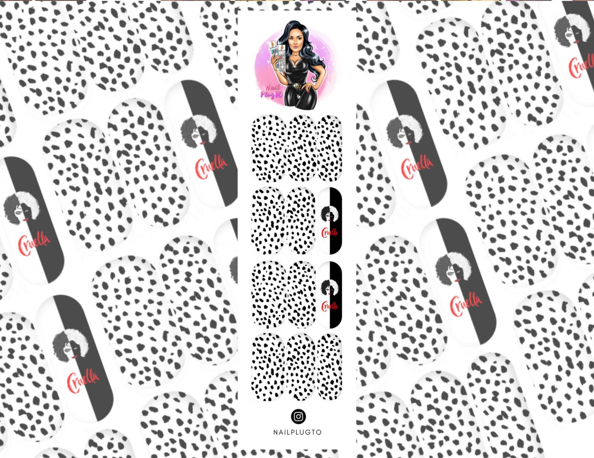 Cruella Nail Decals - Waterslide Art Sticker von Etsy - NailDecalDesigns