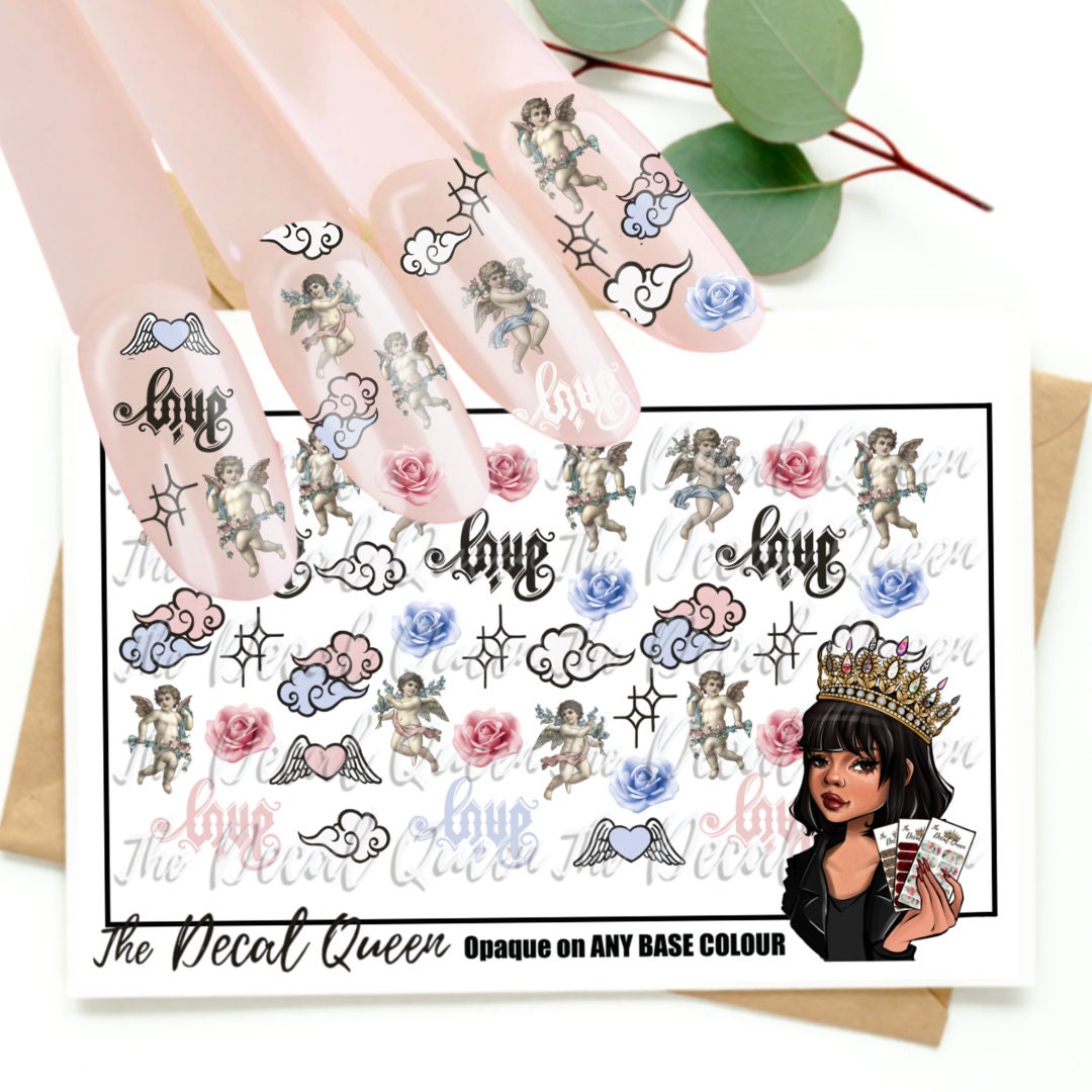 Cherub Ästhetik Blatt - Valentine Nail Art Sticker von Etsy - NailDecalStore