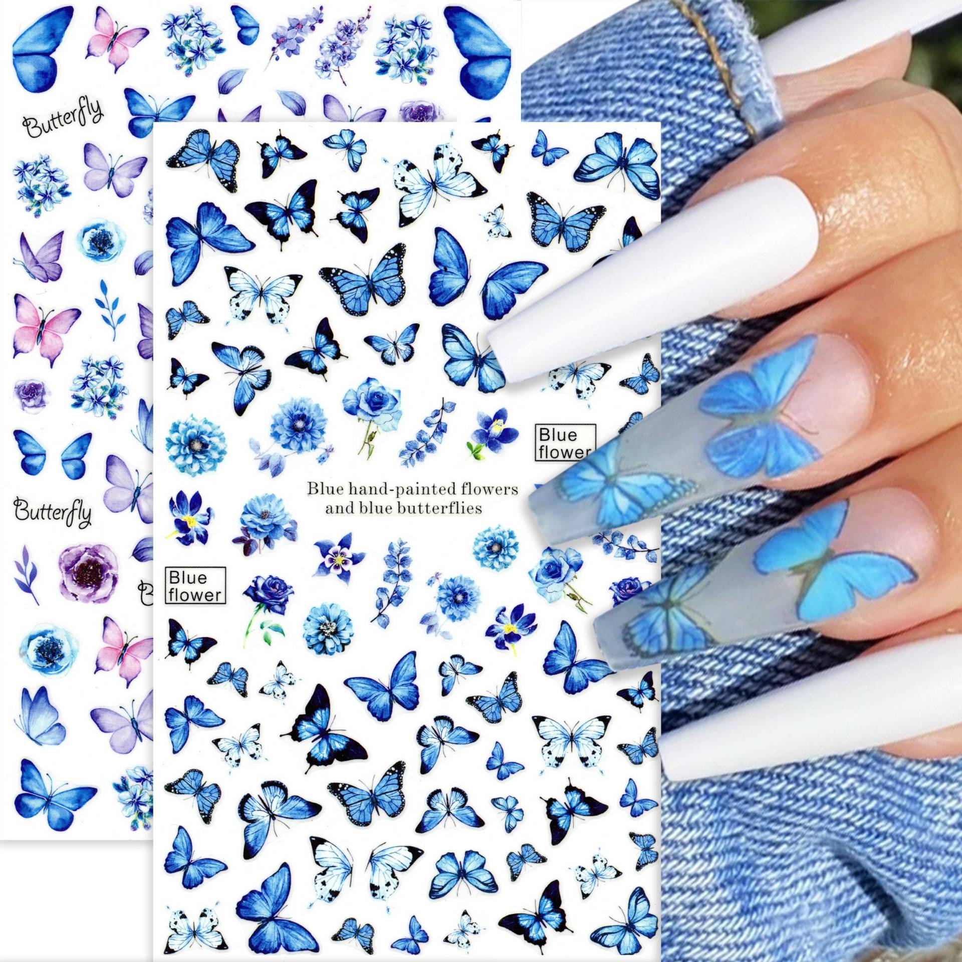 2 Blatt Große Nachtblaue Schmetterling Nail Art Aufkleber | Selbstklebende Nagelabziehbilder Für Nagel Diy Acrylnägel Press On Nails 2 Blatt Große Nachtblaue Schmetterling Nail Art Aufkleber | Selbstklebende Nagelabziehbilder Für Nagel Diy Acrylnägel Press On Nails von Etsy - NailQueenNYC