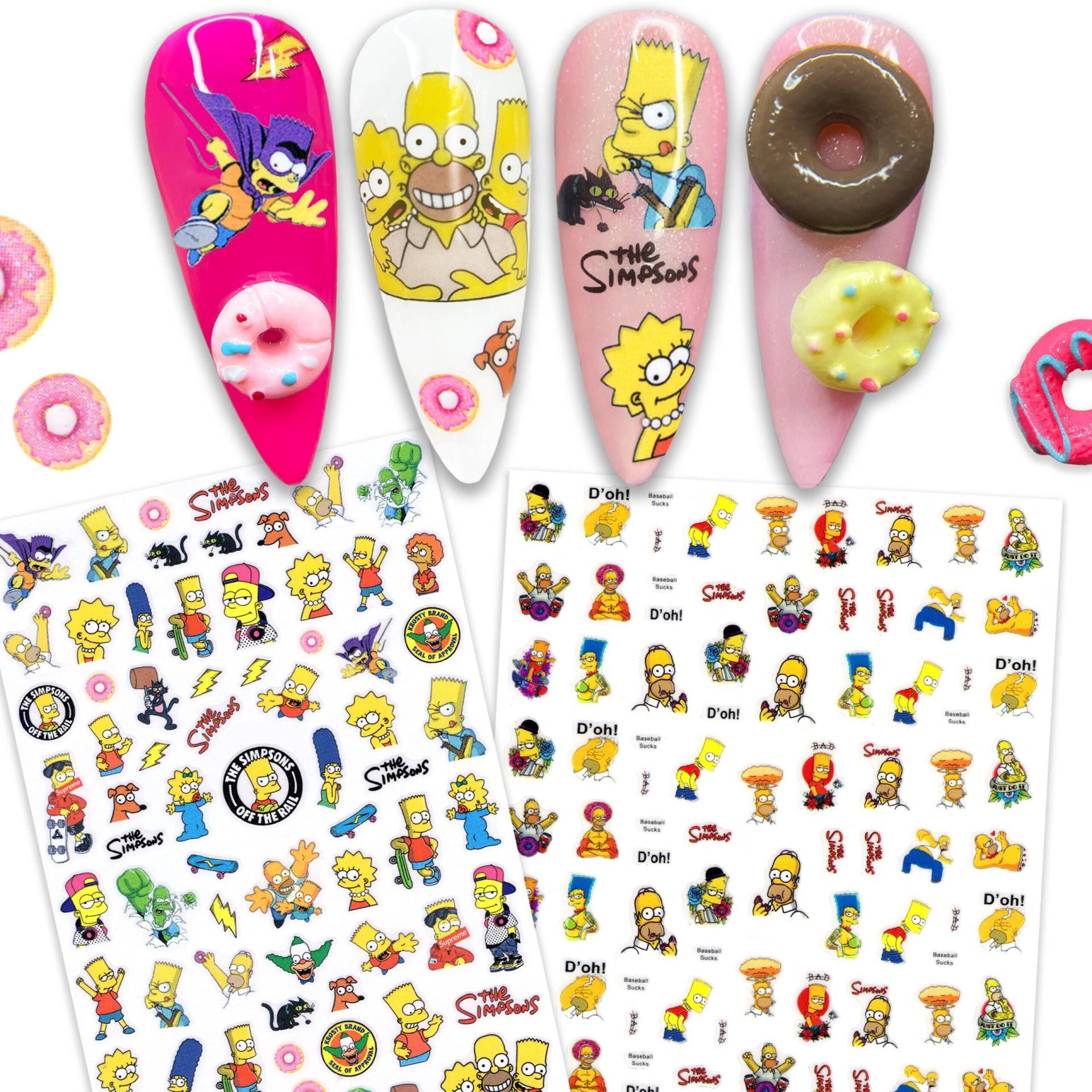 2 Bögen Lustige Animierte Familie Nail Art Aufkleber | W/Optional Add-On Pink Donut Schokolade Nagel Charms Cabochons 2 Bögen Lustige Animierte Familie Nail Art Aufkleber | W/Optional Add-On Pink Donut Schokolade Nagel Charms Cabochons von Etsy - NailQueenNYC