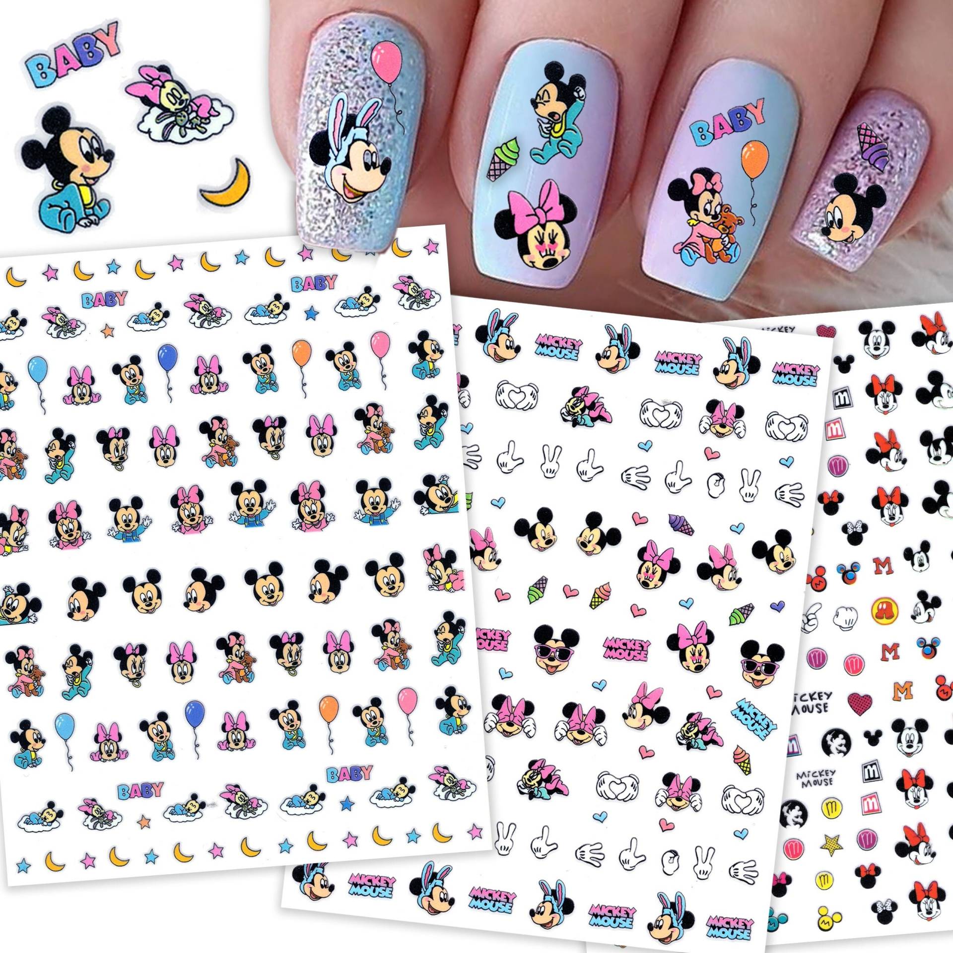 3 Blatt Baby Mickey Minnie Niedliche Nail Art Aufkleber | Party Gender Reveal Nails Selbstklebende Nagelabziehbilder 3 Blatt Baby Mickey Minnie Niedliche Nail Art Aufkleber | Party Gender Reveal Nails Selbstklebende Nagelabziehbilder von Etsy - NailQueenNYC