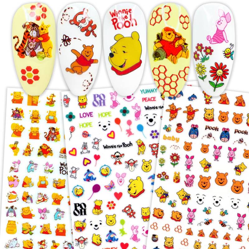 3 Blatt Honig Bär Nail Art Sticker | Selbstklebende Nagelabziehbilder von Etsy - NailQueenNYC