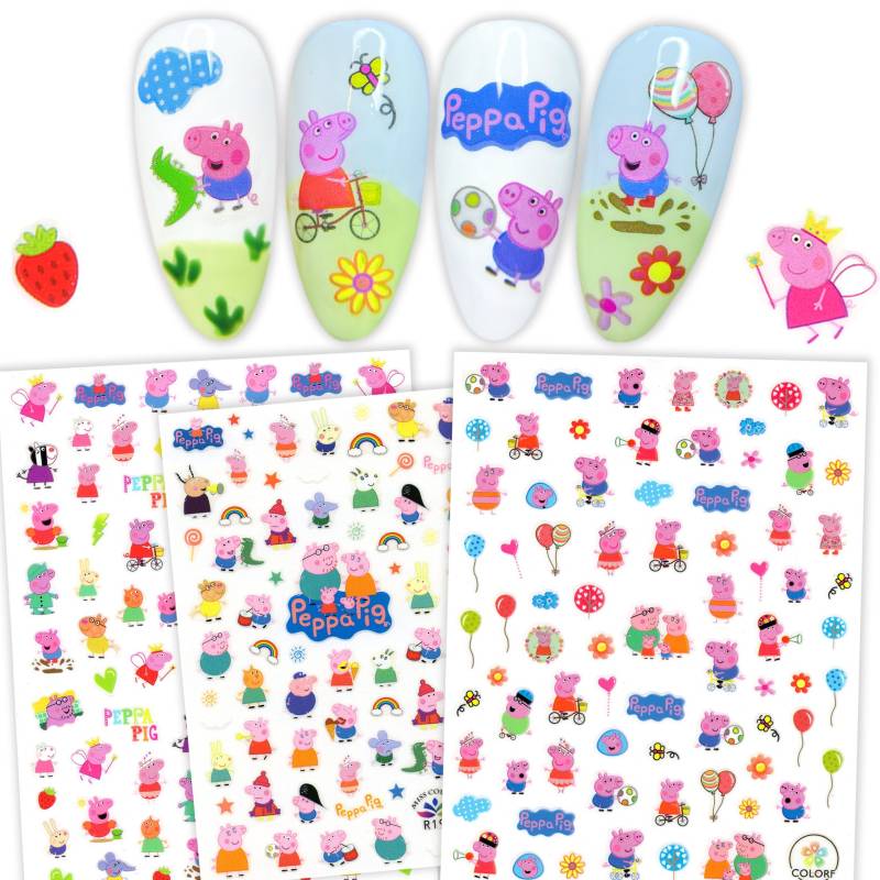 3 Bögen Pink Schweinchen Nail Art Sticker | Niedliche Kinder Cartoon Selbstklebende Nagel Aufkleber Lustige Geschenke Für Und Freunde Fee Schwein von Etsy - NailQueenNYC