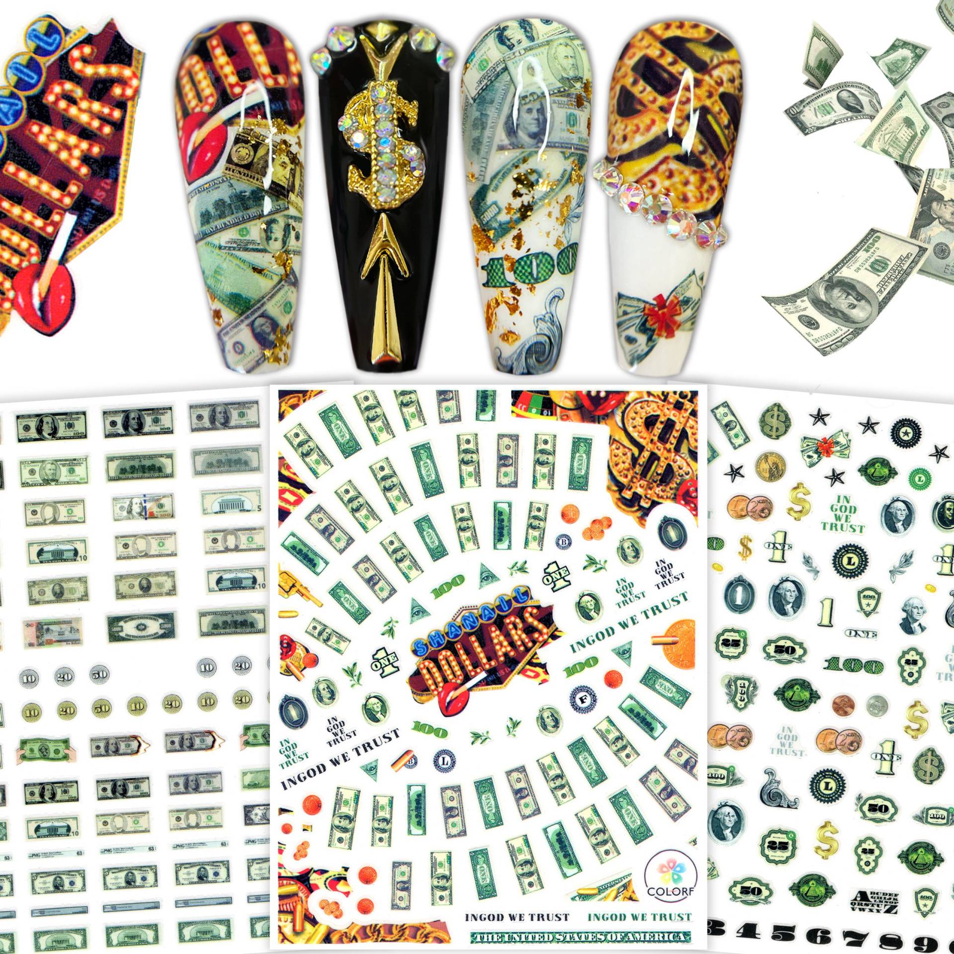 3 Bögen Rich Girls Club Geld Dollars Nail Art Sticker | Kasino Vibes Grüne Dollar Münzen Geldmuster Nagel Aufkleber Für Nageldekorationen 3 Bögen Rich Girls Club Geld Dollars Nail Art Sticker | Kasino Vibes Grüne Dollar Münzen Geldmuster Nagel Aufkleber Für Nageldekorationen von Etsy - NailQueenNYC