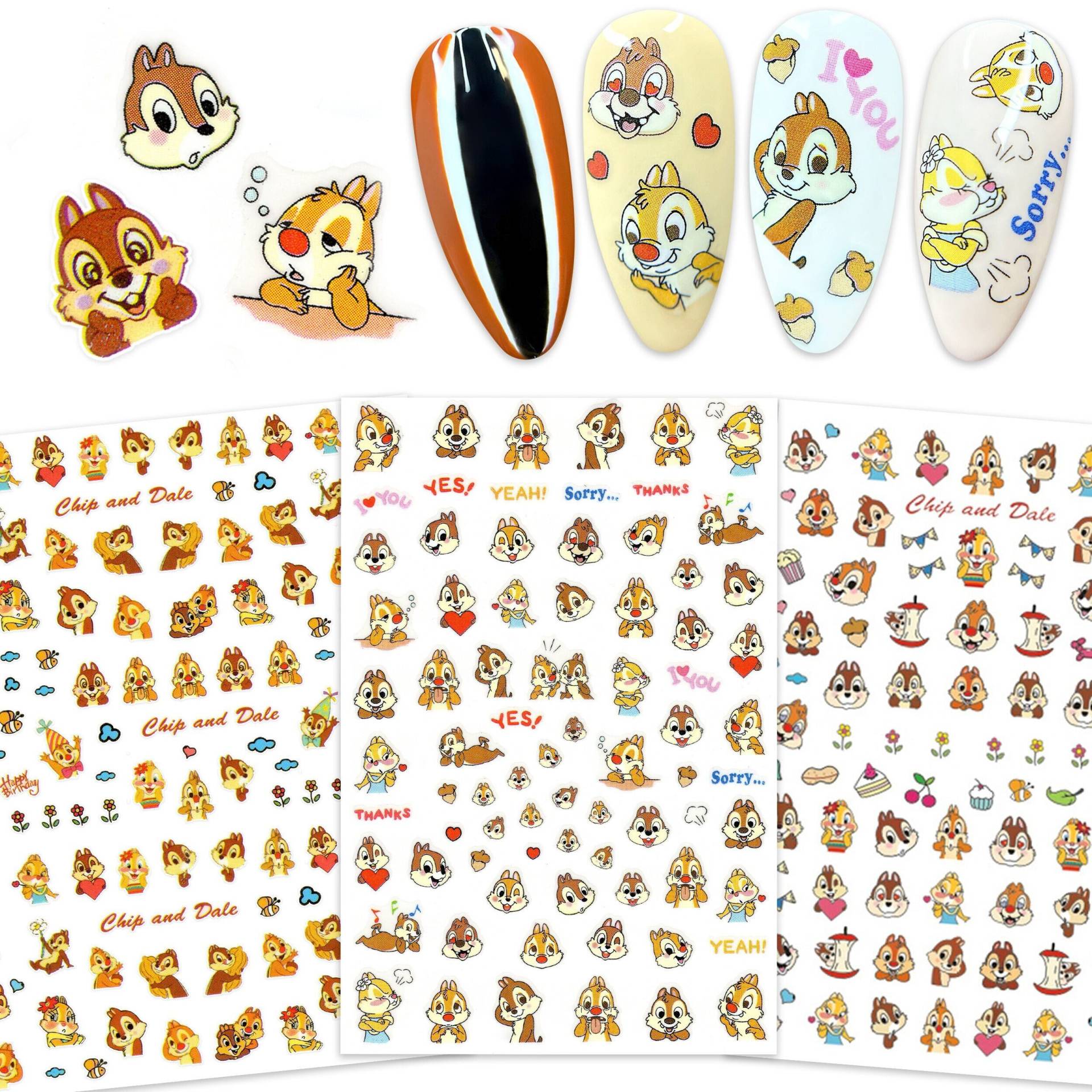 3 Bögen Schöne Eichhörnchen Nail Art Sticker | Niedliche Cartoon Nagel Abziehbilder Selbstklebende Nagelsticker 3 Bögen Schöne Eichhörnchen Nail Art Sticker | Niedliche Cartoon Nagel Abziehbilder Selbstklebende Nagelsticker von Etsy - NailQueenNYC