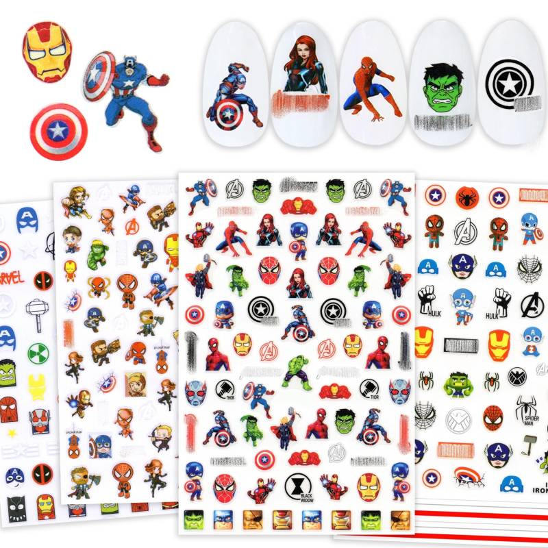 4 Bögen Super Hero Squad Nail Art Sticker | Fun Power Man Selbstklebende Nagelabziehbilder von Etsy - NailQueenNYC