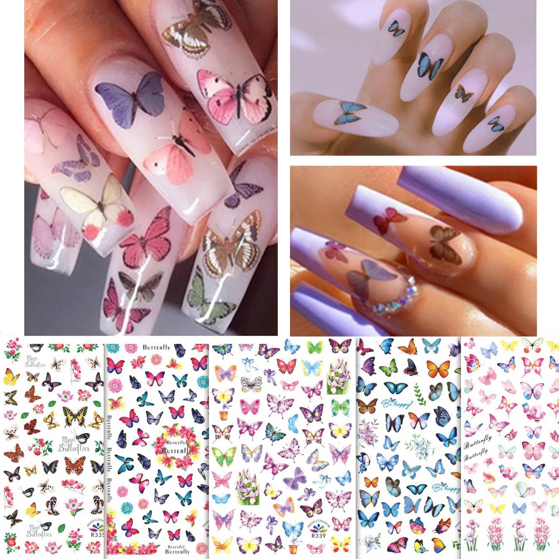 5 Blatt Schmetterling Nail Art Sticker | Rosa Blau Lila Mit Schönen Frühlingsblumen Frühling Sommer Decals 5 Blatt Schmetterling Nail Art Sticker | Rosa Blau Lila Mit Schönen Frühlingsblumen Frühling Sommer Decals von Etsy - NailQueenNYC