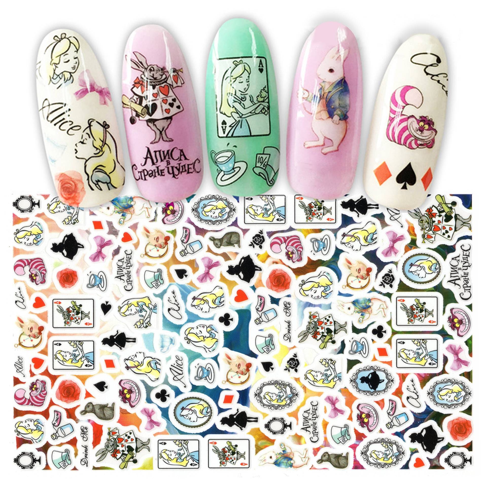 Alice's Dream Im Wunderland Magic Kingdom Nail Art Sticker | Grinsekatze White Rabbit Red Queen The Playing Cards Aquarell Decals Alice's Dream Im Wunderland Magic Kingdom Nail Art Sticker | Grinsekatze White Rabbit Red Queen The Playing Cards Aquarell Decals von Etsy - NailQueenNYC