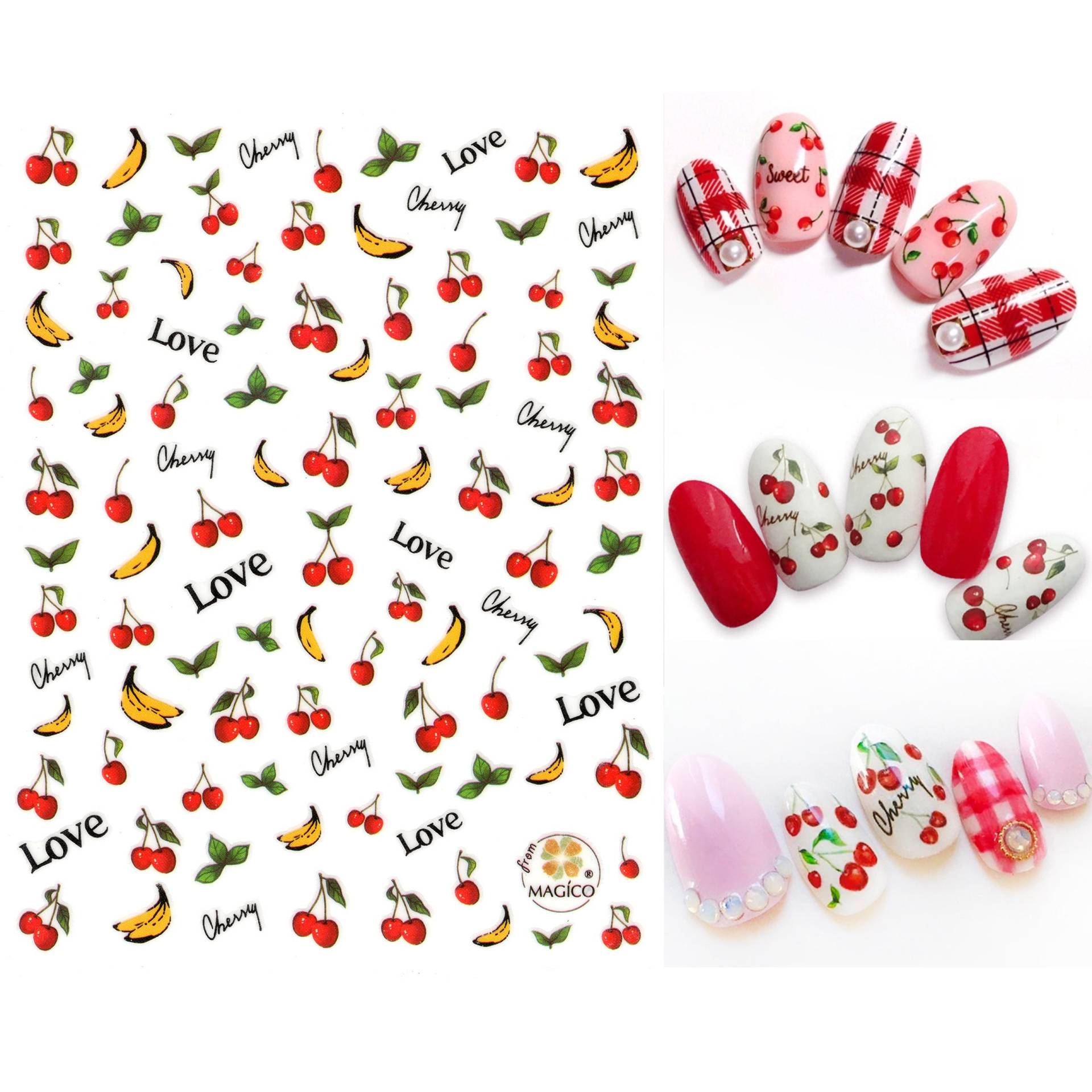 Cherry Banana Love Nail Art Sticker | Süße Frucht Selbstklebende Nagel Abziehbilder Perfekte Größen Für Die Nageldekoration Lebendige Farben von Etsy - NailQueenNYC