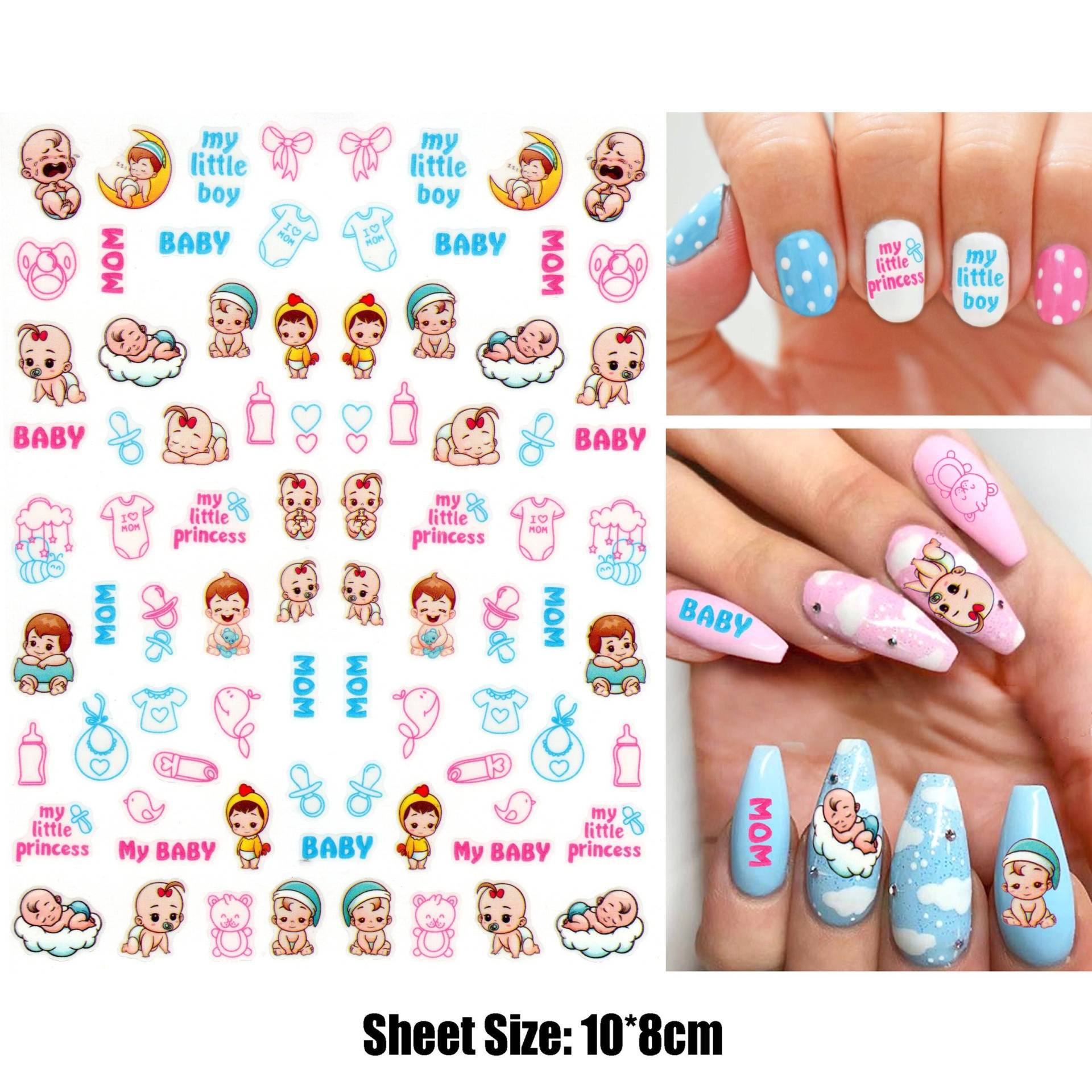 Gender Reveal Party Nail Art Sticker | Selbstklebende Nagel Aufkleber Baby Shower Nägel My Little Boy/Princess Pink & Blue Nails von Etsy - NailQueenNYC