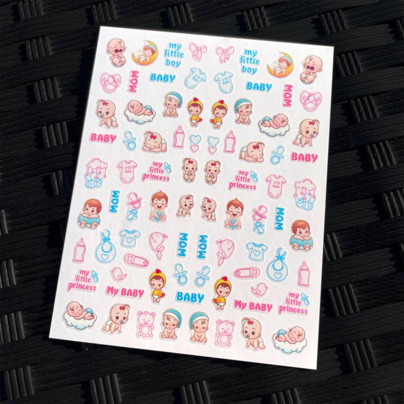 Gender Reveal Party Nail Art Sticker | Selbstklebende Nagel Aufkleber Baby Shower Nägel My Little Boy/Princess Pink & Blue Nails von Etsy - NailQueenNYC