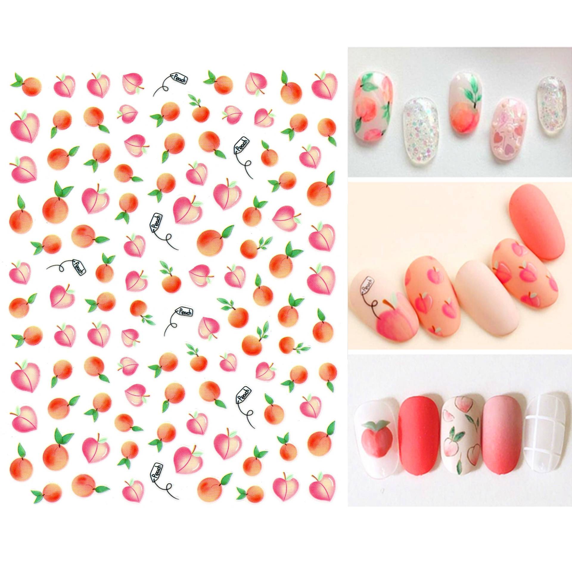 Peach Momo Nail Art Sticker | Süße Frucht Selbstklebende Nagel Abziehbilder Perfekte Größen Für Die Nageldekoration Lebendige Farben Tolle Qualität von Etsy - NailQueenNYC