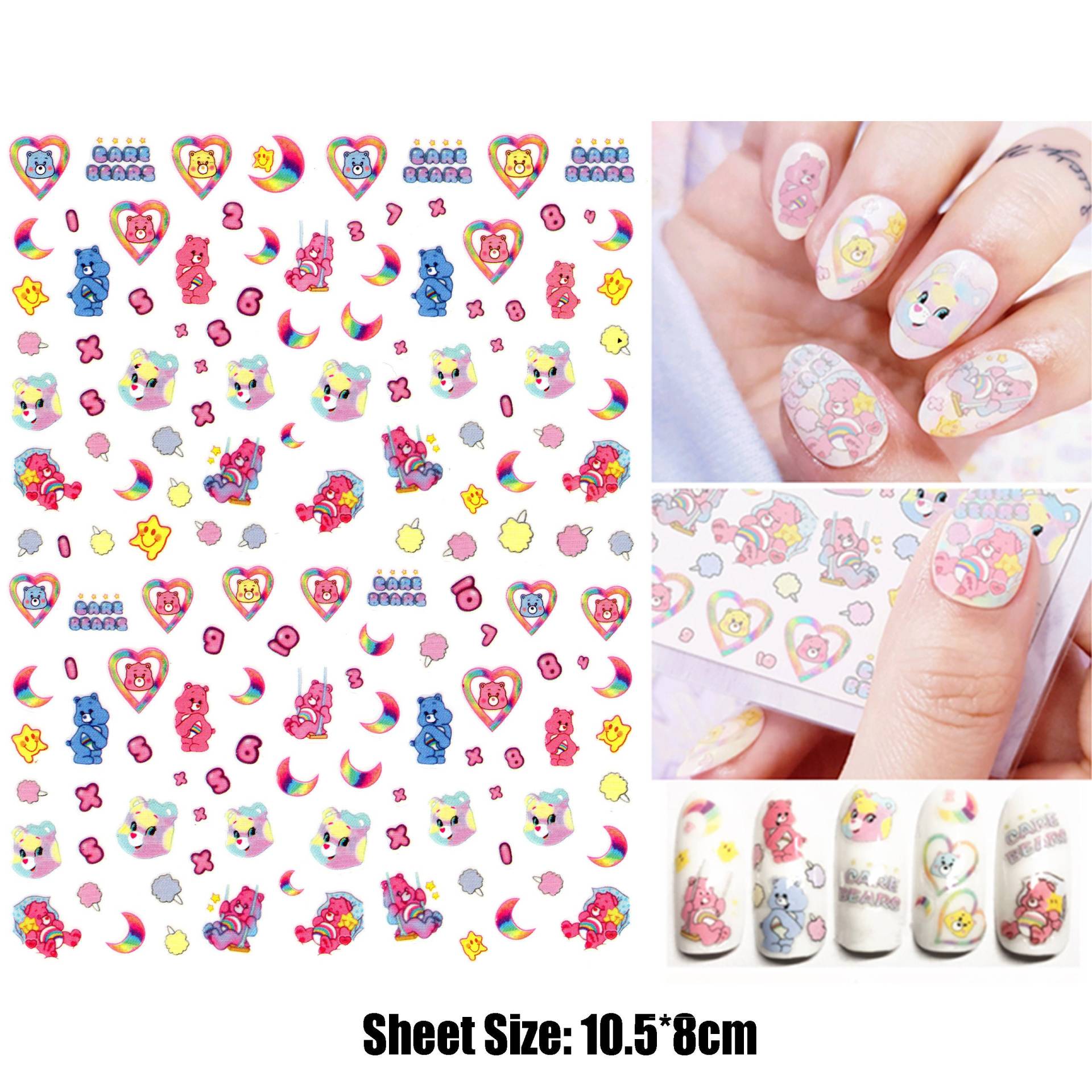 Regenbogen Pink Teddy Bear Nail Art Sticker | Niedliche Baby Gummibärchen & Mond Nagel Abziehbilder Pop Blau Nageldesign von Etsy - NailQueenNYC