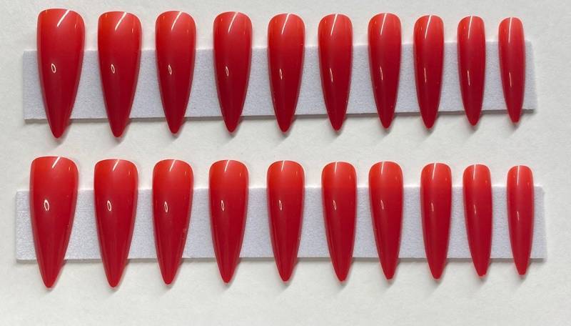 Rot Xlong Stiletto Press On Nagel Kit von Etsy - NailditbyTara