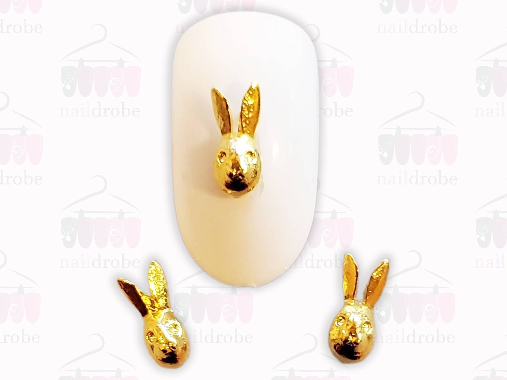 2 Bunny Head Nail Art Anhänger | Größe 9.3mmx4mm von Etsy - Naildrobe